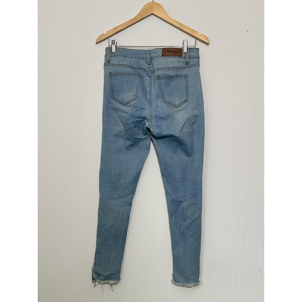 Authurna Denim Jeans Womens 9 Blue Light Wash Distressed Fringe Hem Skinny - Picture 4 of 4